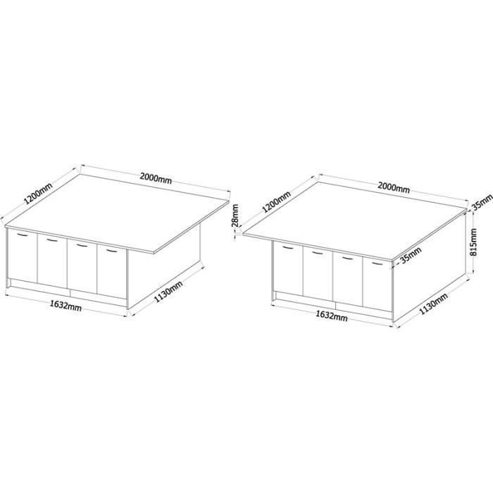 Ultra Ilot De Cuisine L 200 Cm Avec Plan De Travail - Decor Chene Gris