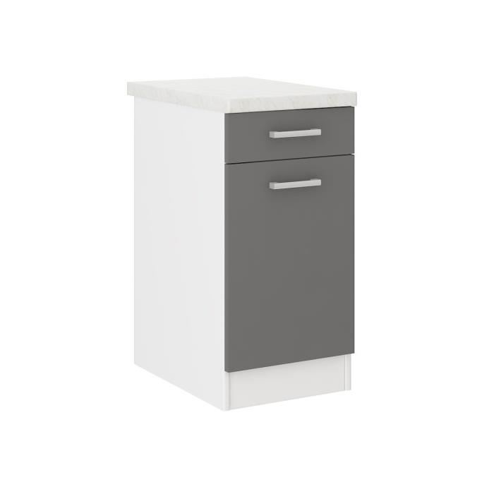 Ultra Meuble Bas De Cuisine L 40 Cm Avec Plan De Travail Inclus Gris