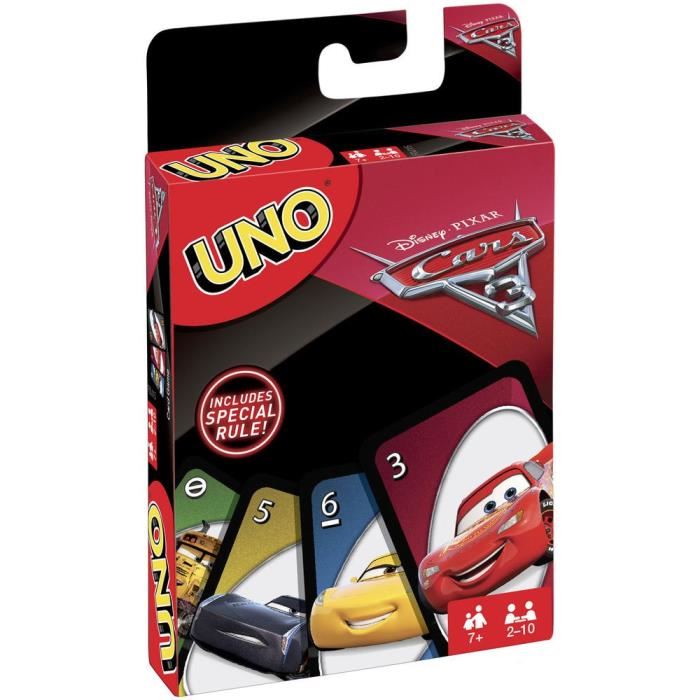 Jeu De Cartes Uno Cars 3 - Mattel Games - Regle Speciale Et 4 Cartes Action Supplementaires Incluses