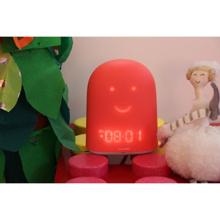 Reveil Enfant Educatif Remi - Babyphone - Veilleuse & Berceuse - Suivi Du Sommeil - Rouge