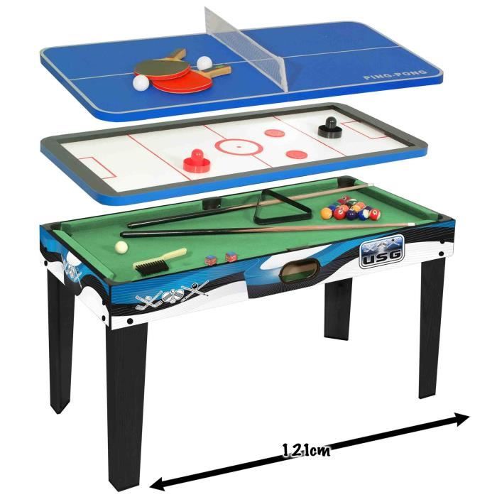 Table multi jeux 3 en 1 122cm Oogarden