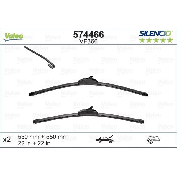 Balai Dessuie Glace Valeo Silencio Xtrm Vf366 550mm Avant 2 Piece