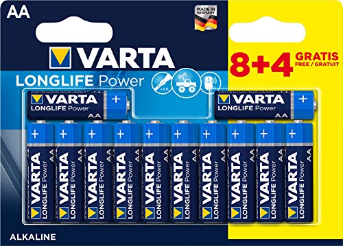Varta - Pile Alcaline - AA x 8 + 4 gratuites - High Energy (LR6)