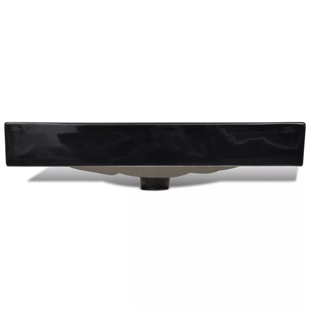 Vasque A Poser En Ceramique Noir Percage Pour La Robinetterie 60x46cm