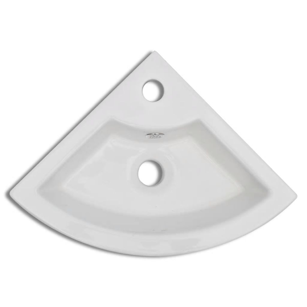 Lavabo Dangle En Ceramique Blanc Avec Trop Plein Vidaxl 45x32x125 Cm