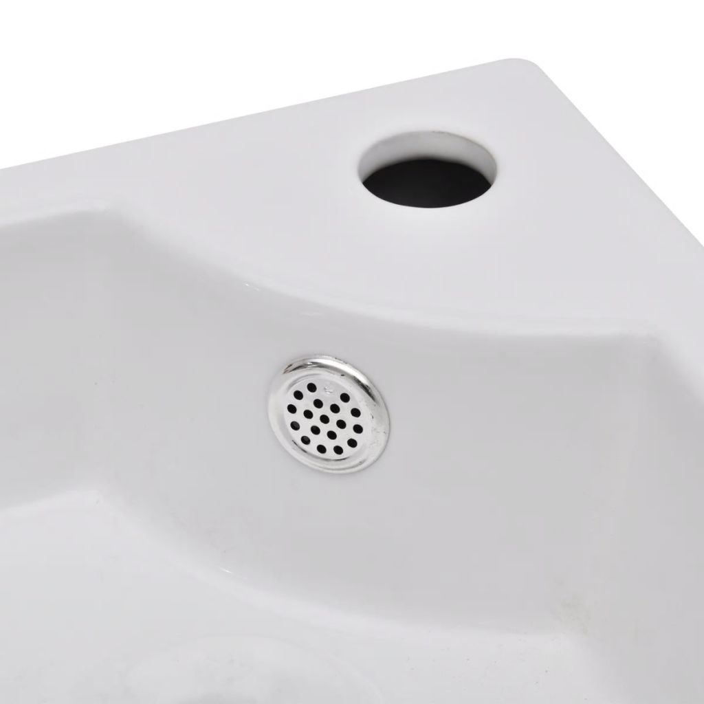 Lavabo D'angle En Ceramique Blanc Avec Trop-plein - Vidaxl - 45x32x12,5 Cm
