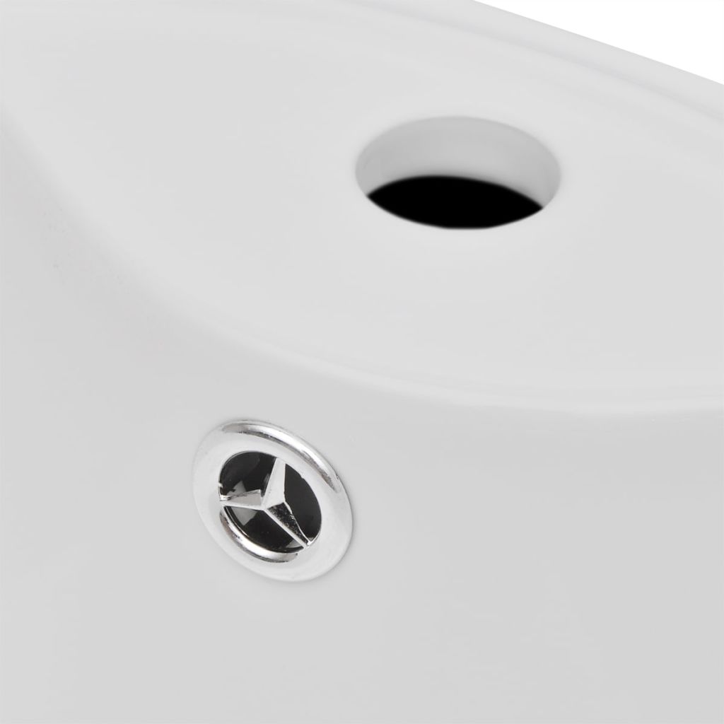 Vidaxl Vasque A Trou De Trop Pleinrobinet Ceramique Blanc Pour Salle De Bain