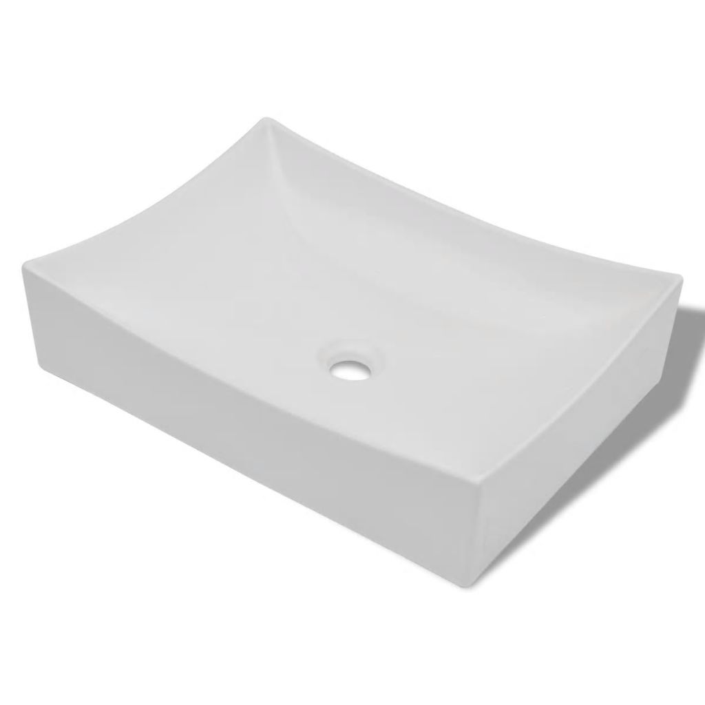 vidaXL Vasque de salle de bains ceramique haute brillance Blanc