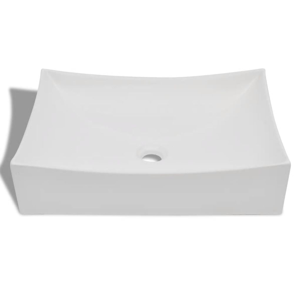 Vidaxl Vasque De Salle Bains Ceramique Haute Brillance Blanc Lavabo Lave Mains 140700