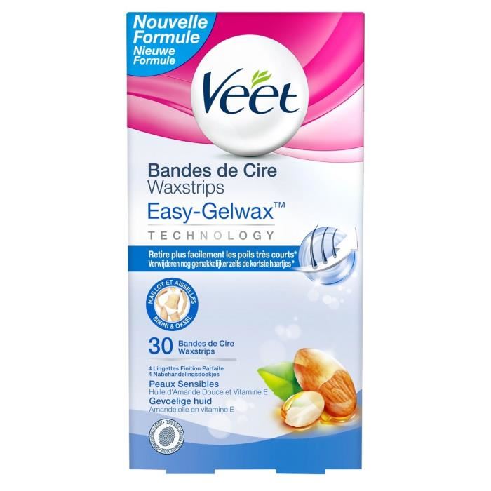 Veet Pack De 30 Epilation Bandes De Cire Maillot Aisselles Peaux Sensibles