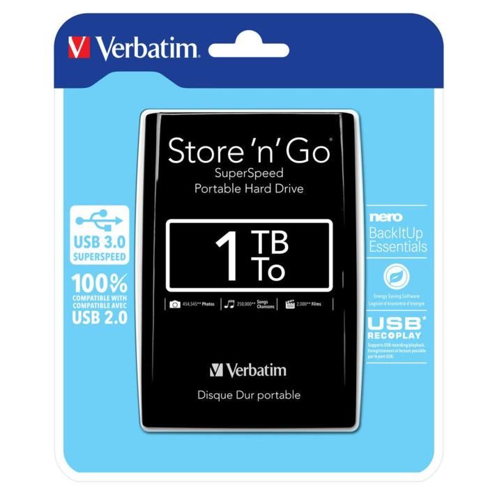 Disque Dur Externe Verbatim Storengo 25 1 To Usb 30 Noir