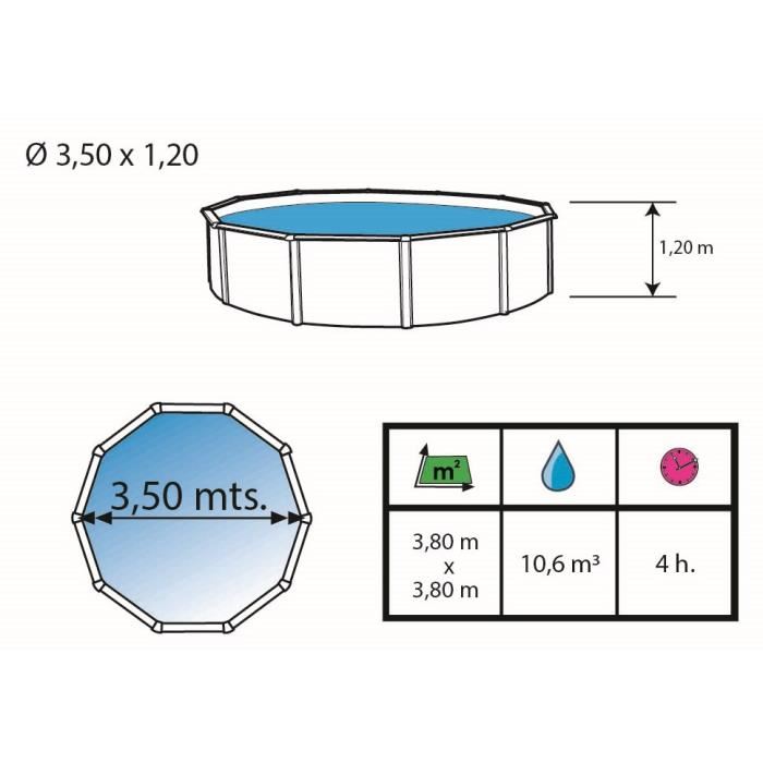Veta Piscine Hors Sol En Acier Circulaire Ronde 350 X 120 Kit Complet Piscine Filtre Skimmer Et Echelle