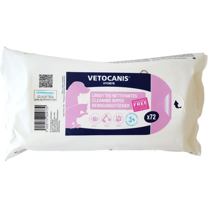 Vetocanis Lingettes Nettoyantes Grand Format X72 Chien Chat