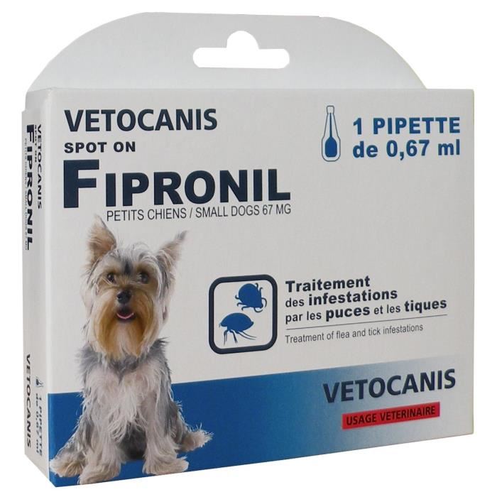 VETOCANIS Pipette Spot-on Fipronil, Anti-Puces et Anti-Tiques - Pour petit chien