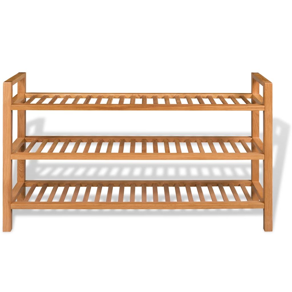 vidaXL Etagere a chaussures avec 3 etageres Chene massif 100x27x595 cm