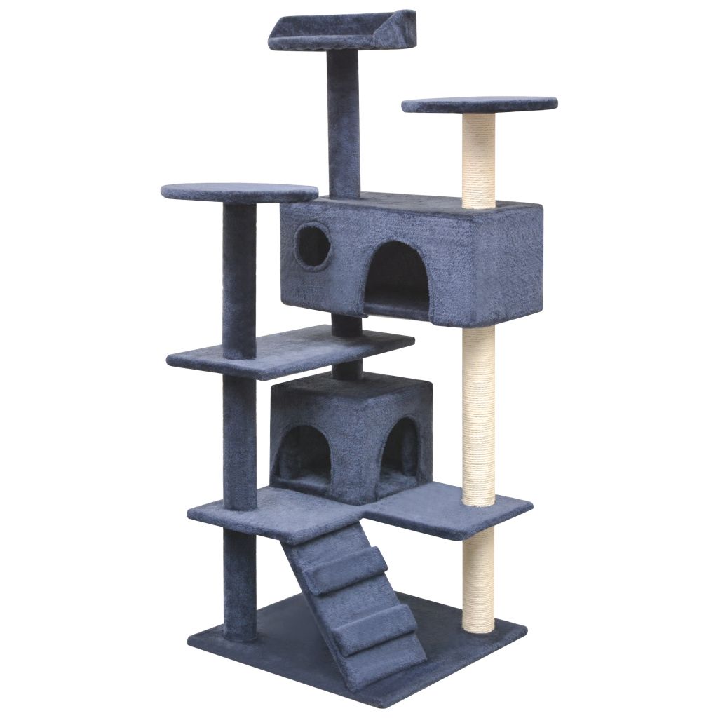 Vidaxl Arbre A Chat Avec Griffoirs En Sisal 125 Cm Bleu Fonce