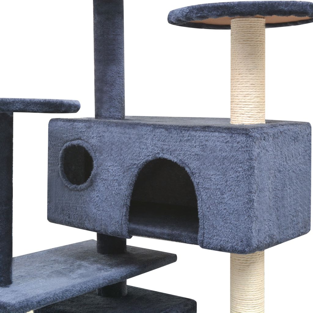 Vidaxl Arbre A Chat Avec Griffoirs En Sisal 125 Cm Bleu Fonce