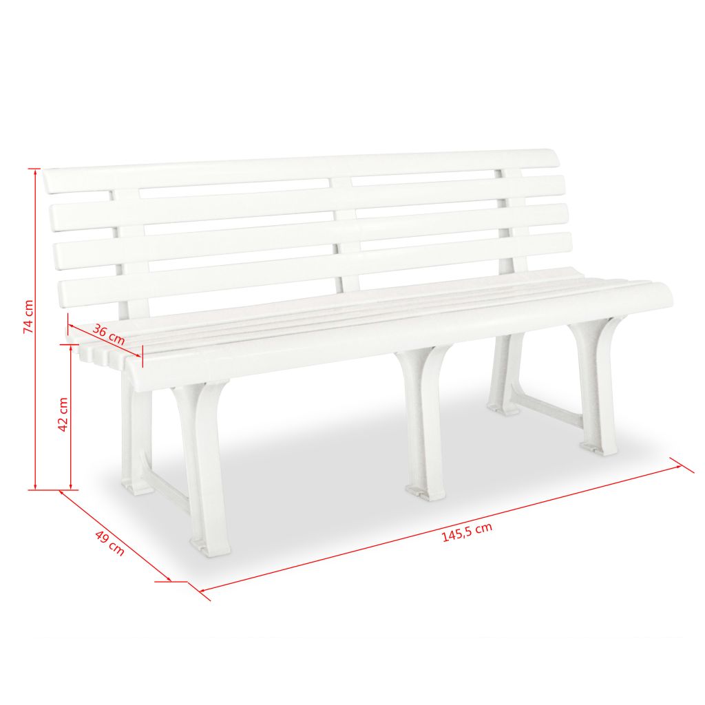 Vidaxl Banc De Jardin 1455 Cm Plastique Blanc 43583