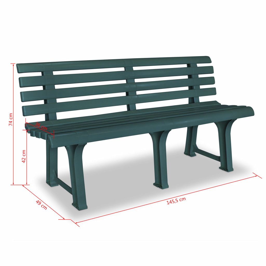 Banc De Jardin - Vidaxl - 1455 Cm - Plastique - Vert - 2 Personnes - Meuble De Jardin