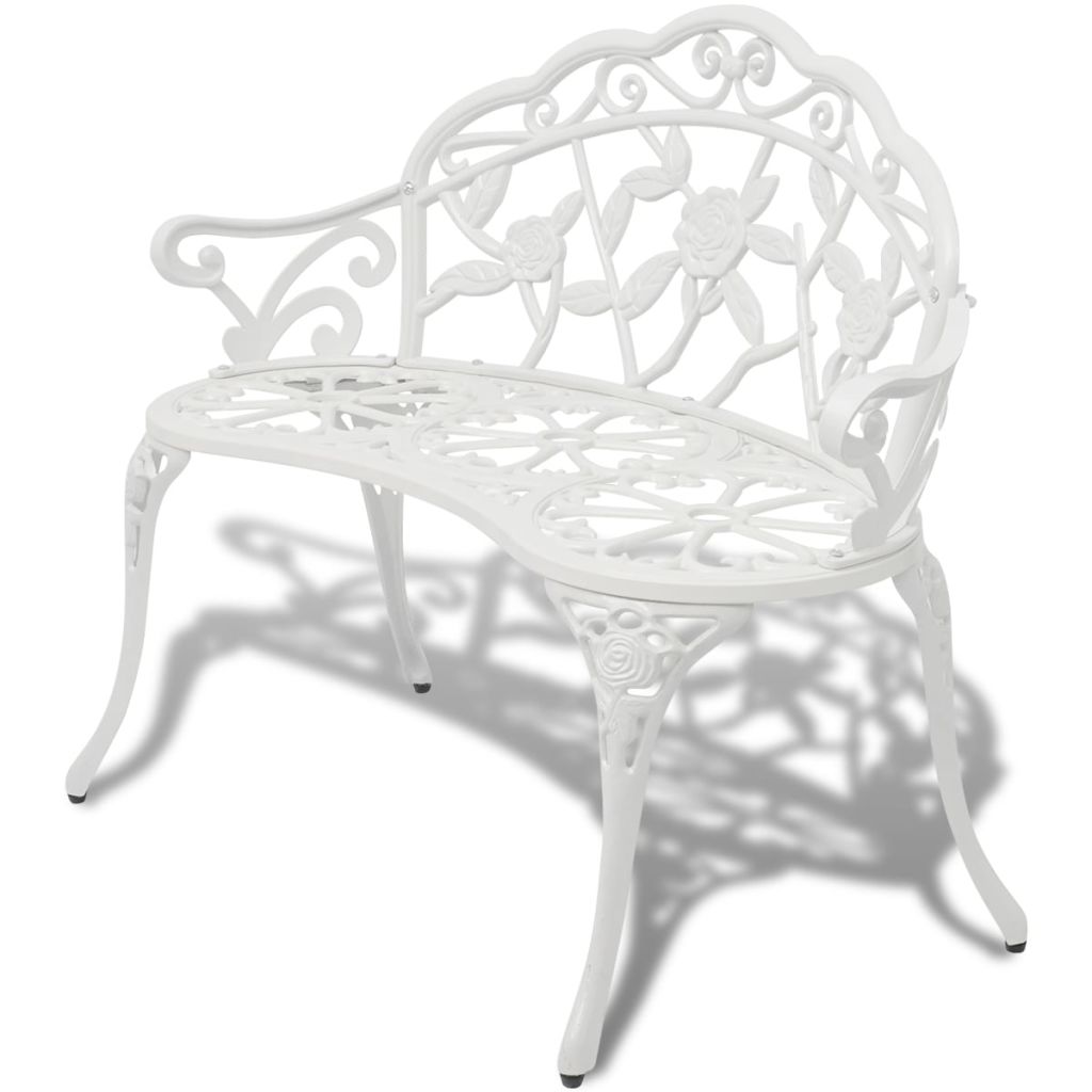 Vidaxl Banc De Jardin 100 Cm Aluminium Coule Blanc 42167