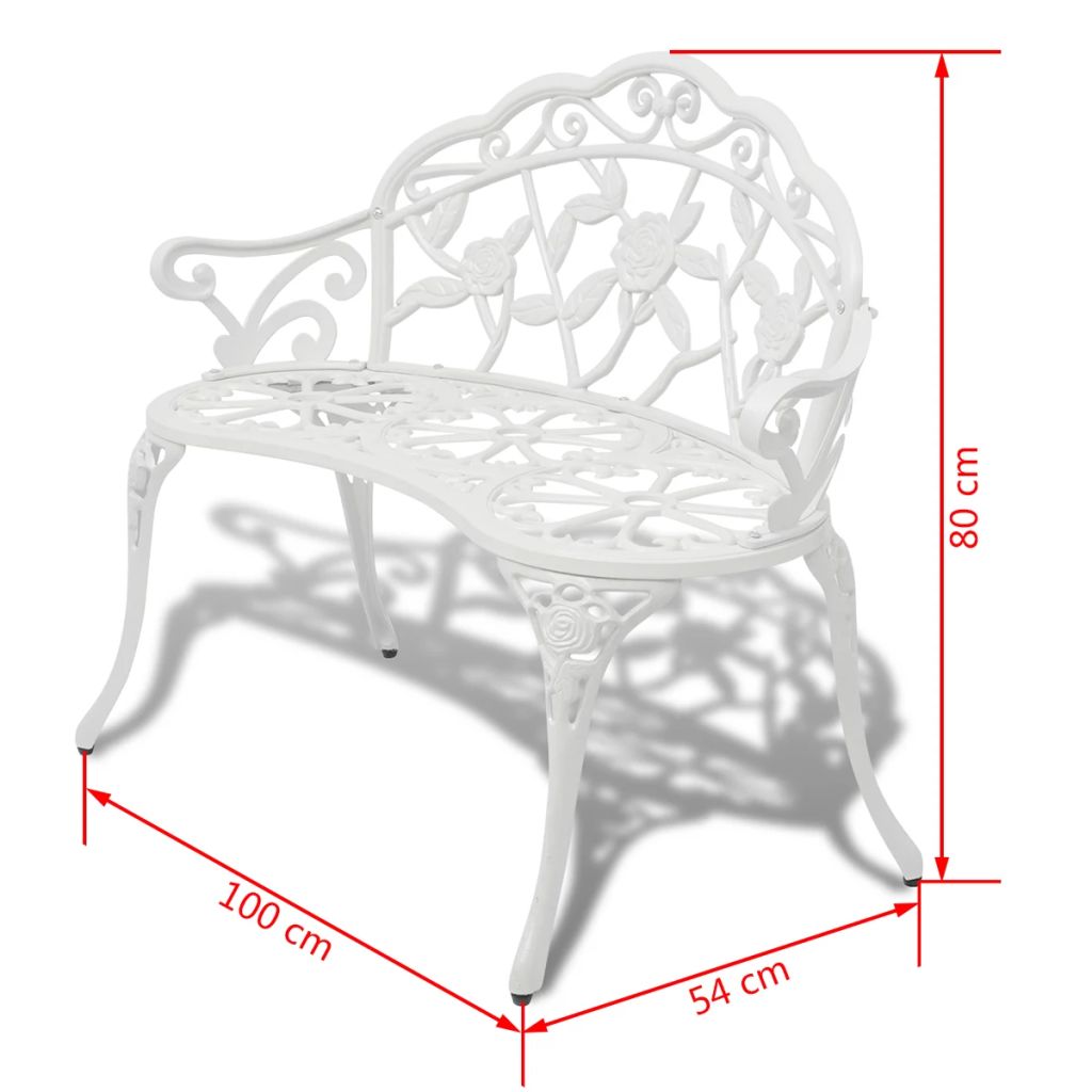 Vidaxl Banc De Jardin 100 Cm Aluminium Coule Blanc 42167