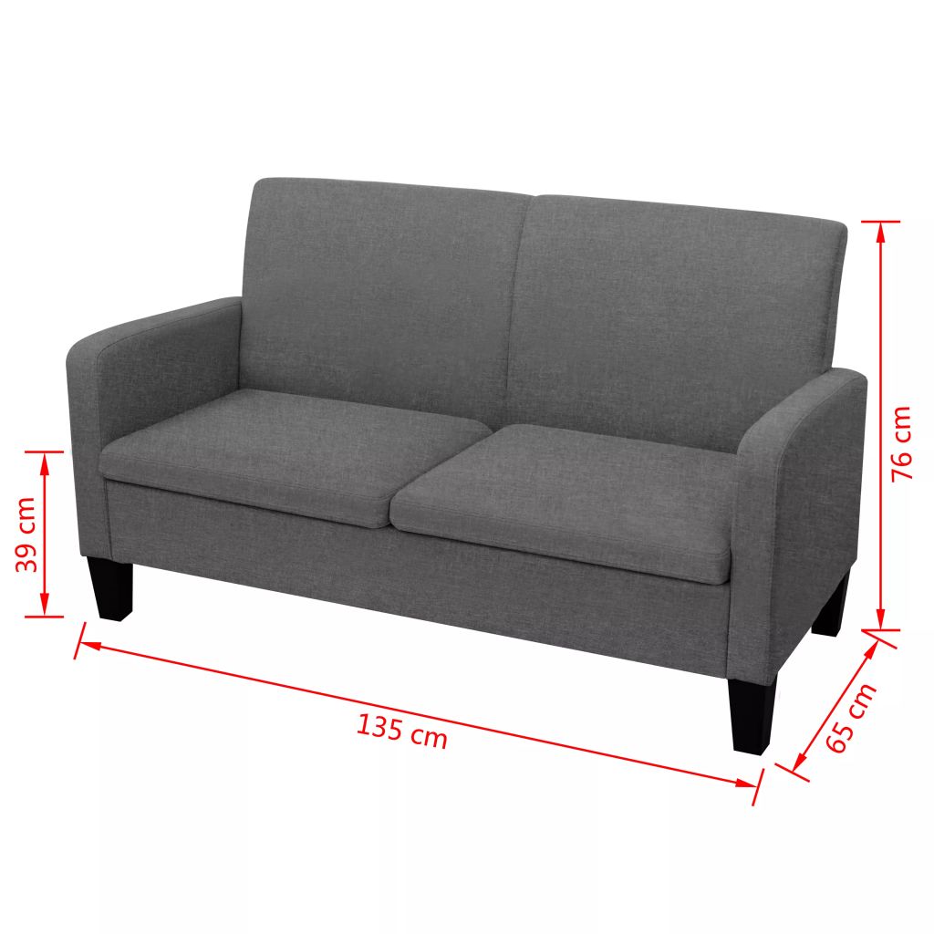 Vidaxl Canape A 2 Places 135x65x76 Cm Gris Fonce 244709