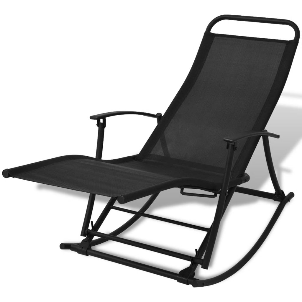 Vidaxl Chaise A Bascule De Jardin Acier Et Textilene Noir