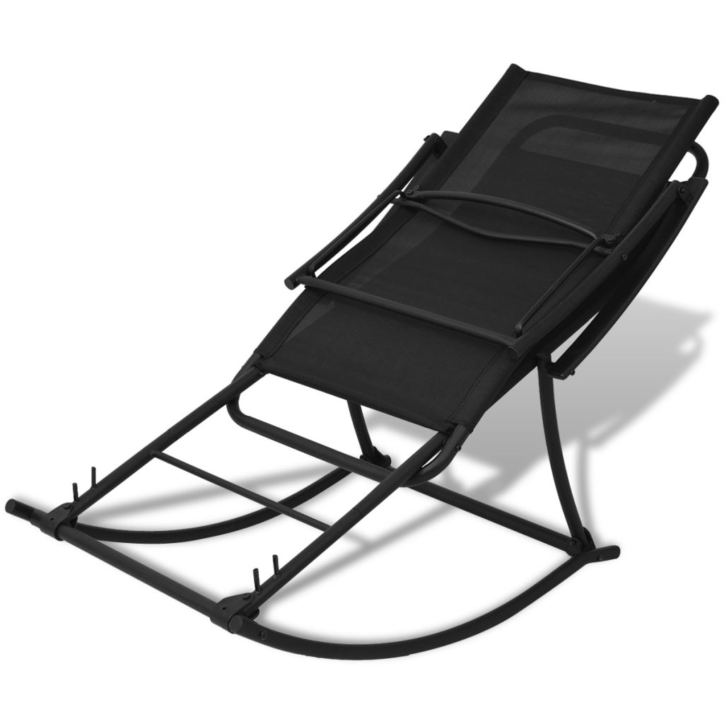 Vidaxl Chaise A Bascule De Jardin Acier Et Textilene Noir