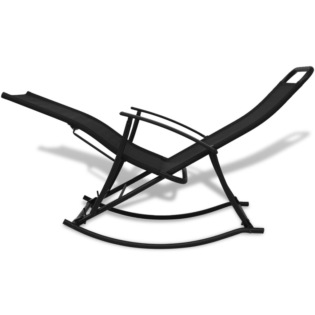 Vidaxl Chaise A Bascule De Jardin Acier Et Textilene Noir
