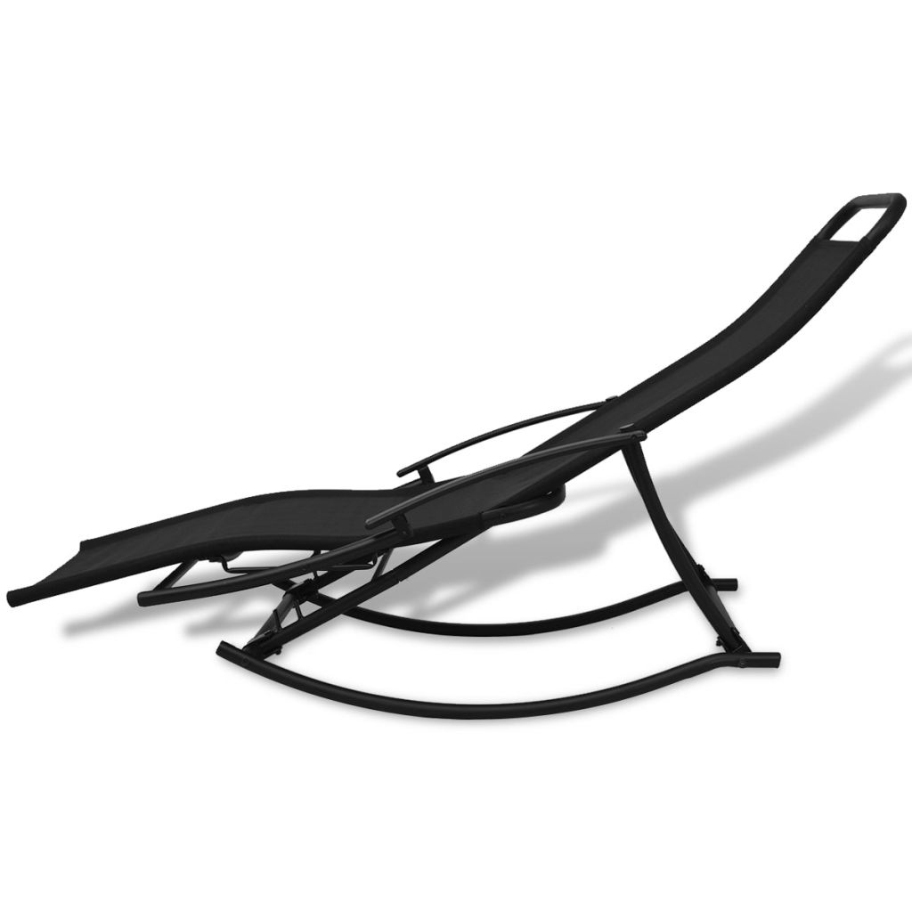 Vidaxl Chaise A Bascule De Jardin Acier Et Textilene Noir