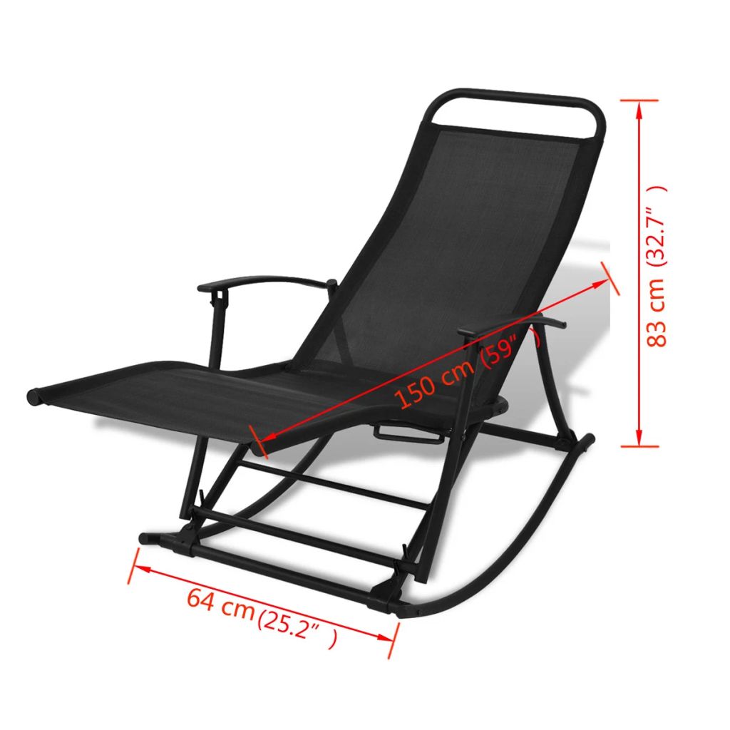 Vidaxl Chaise A Bascule De Jardin Acier Et Textilene Noir