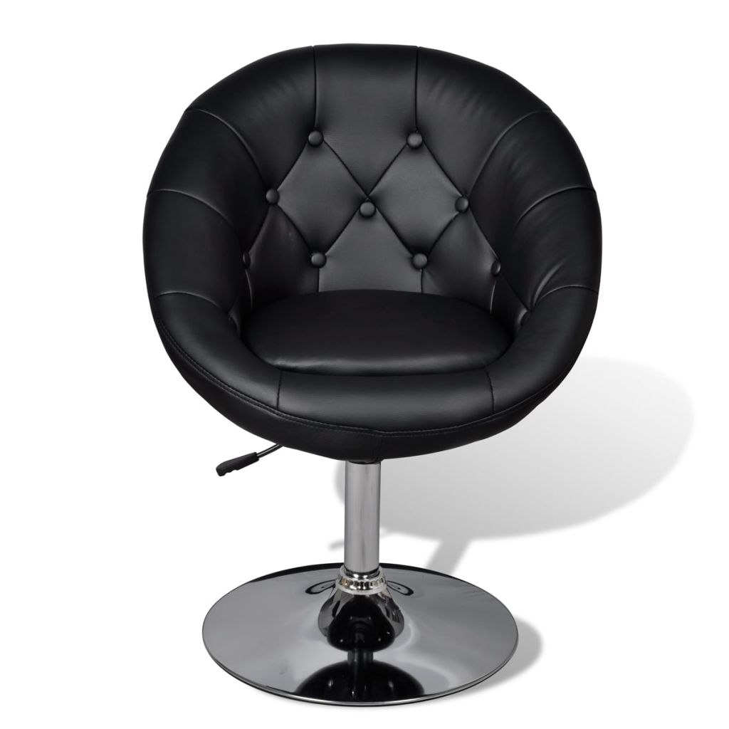 Vidaxl Fauteuil Retro Capitonne Noir Acier Finition Chrome Poli Chaise De Club 240449