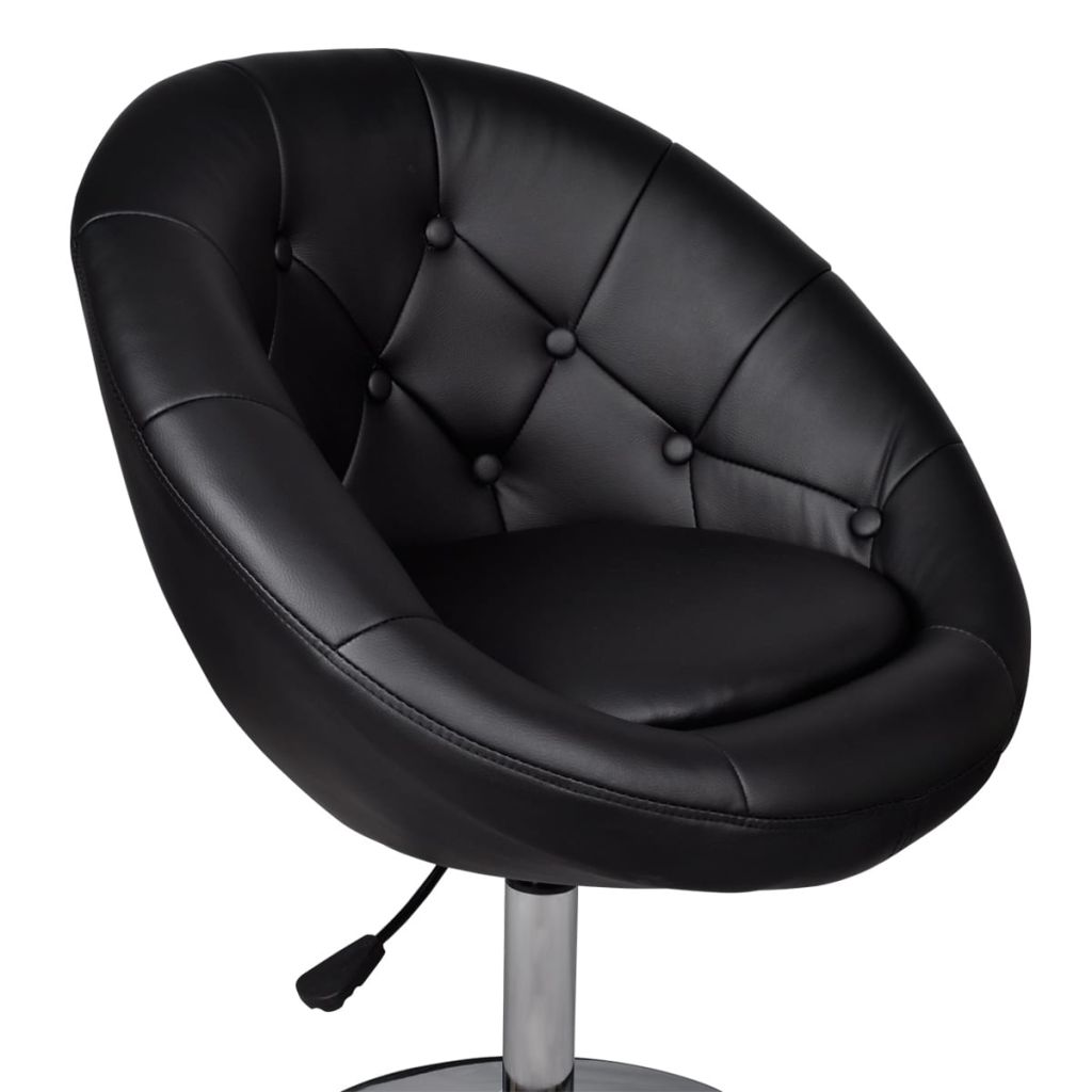 Vidaxl Fauteuil Retro Capitonne Noir Acier Finition Chrome Poli Chaise De Club 240449