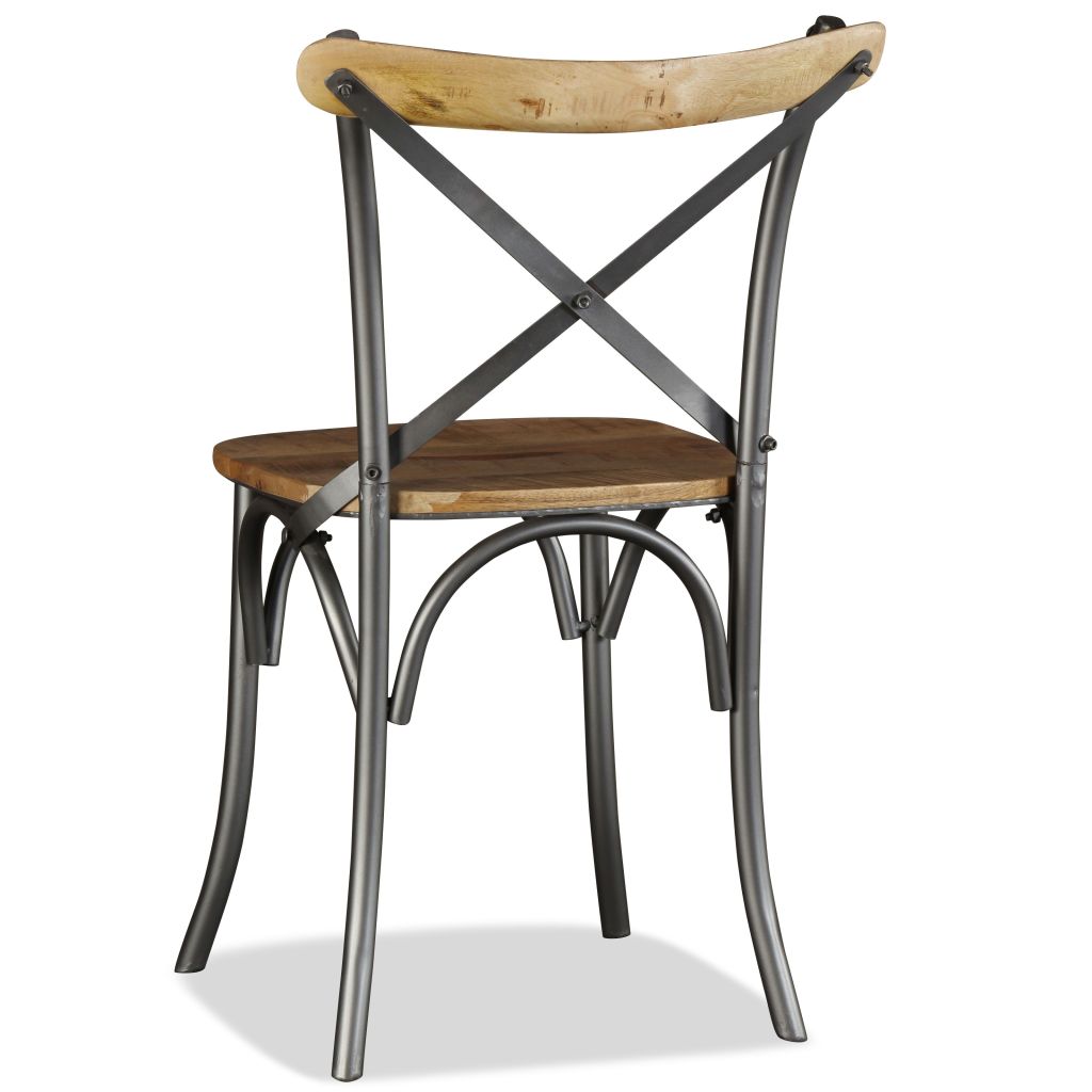 Chaise De Salle A Manger Vidaxl Bois De Manguier Massif Et Acier Marron