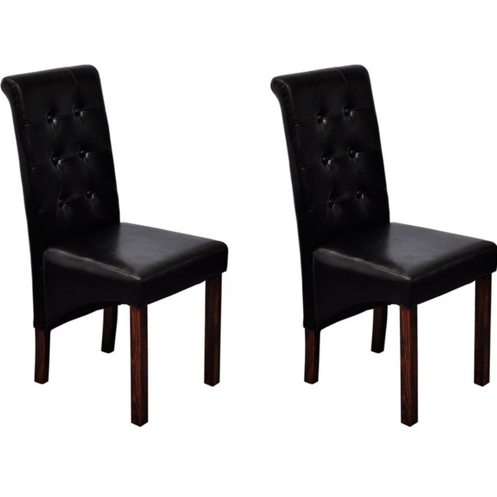 Chaises De Salle A Manger Vidaxl Noir Similicuir Elegance Chic Lot De 2