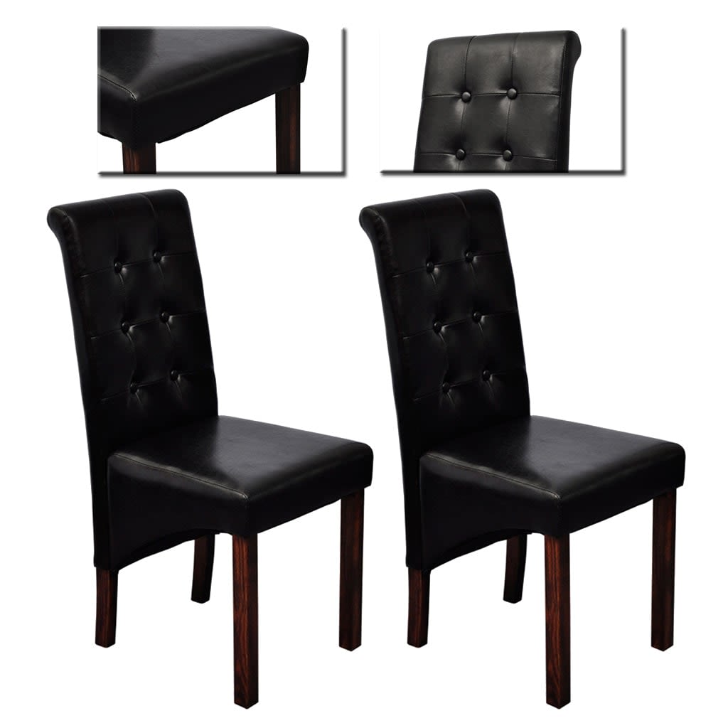 Chaises De Salle A Manger Vidaxl Noir Similicuir Elegance Chic Lot De 2