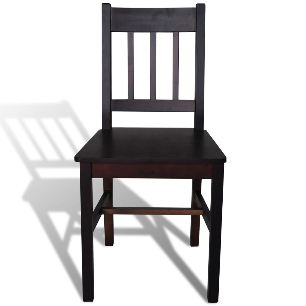Vidaxl 6x Bois De Pin Chaise Salle A Manger Marron Fonce Chaise De Cuisine 271499