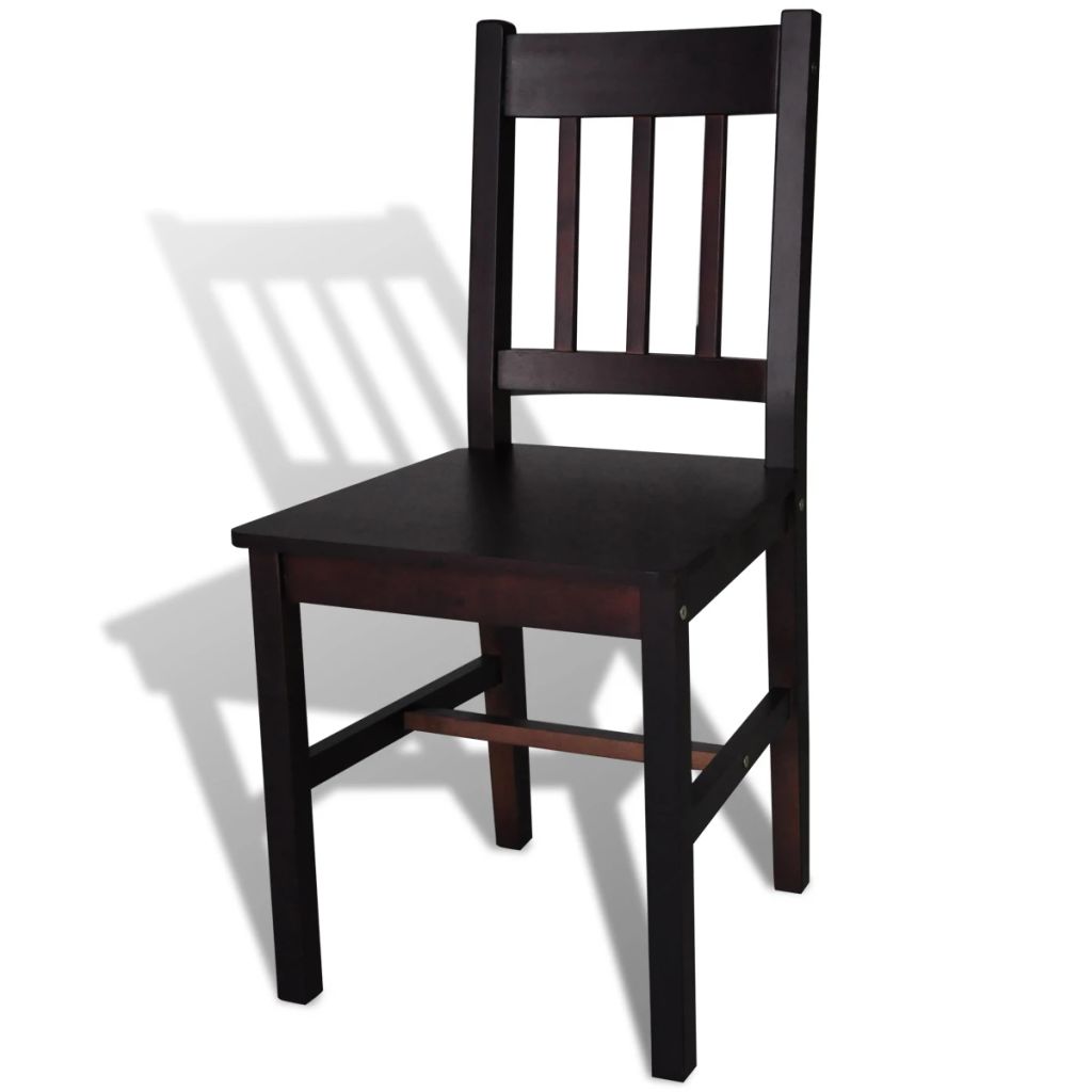 Vidaxl 6x Bois De Pin Chaise Salle A Manger Marron Fonce Chaise De Cuisine 271499