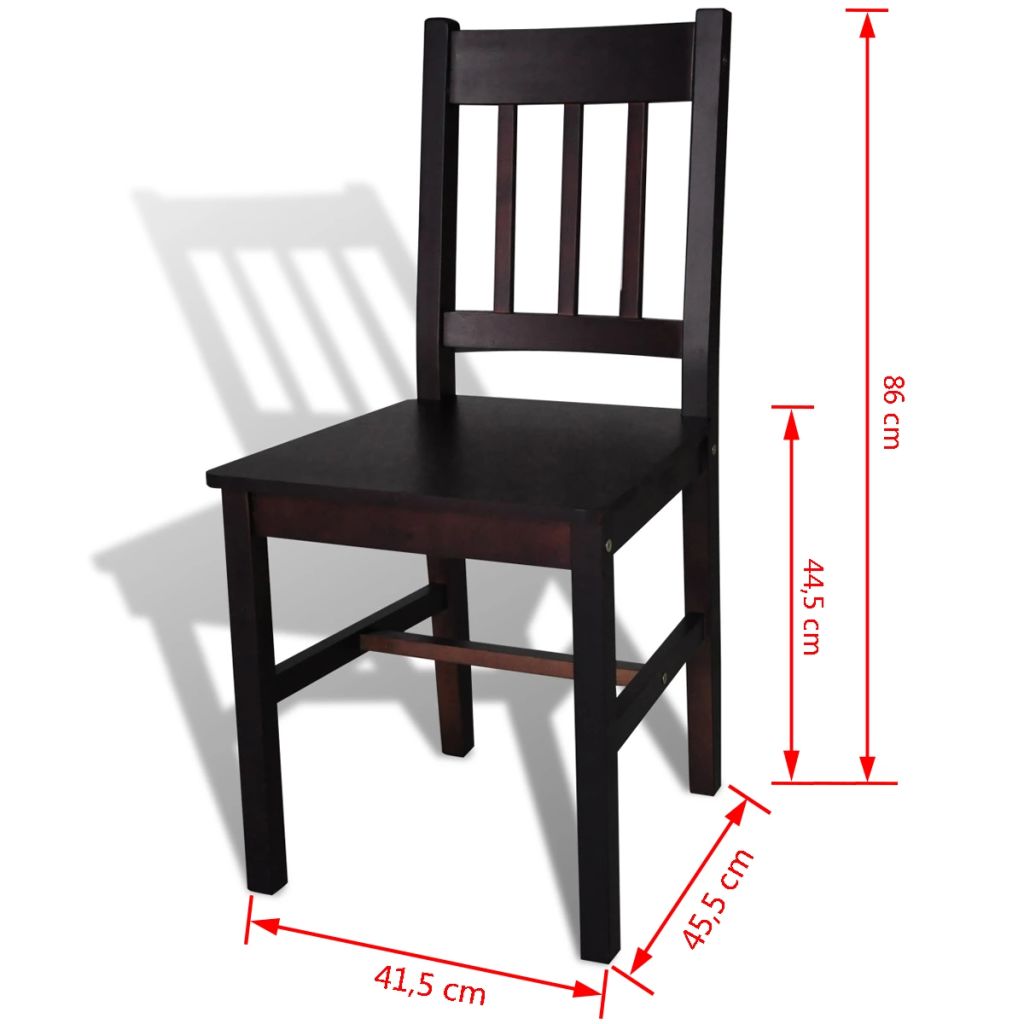 Vidaxl 6x Bois De Pin Chaise Salle A Manger Marron Fonce Chaise De Cuisine 271499