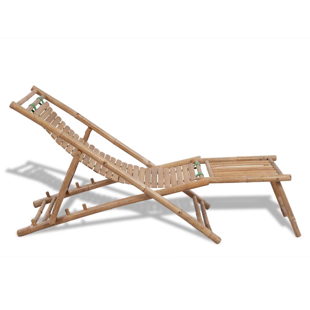 Chaise De Terrasse D'exterieur Avec Repose-pied Bambou - Bambou - 152 X 59 X 80 Cm 