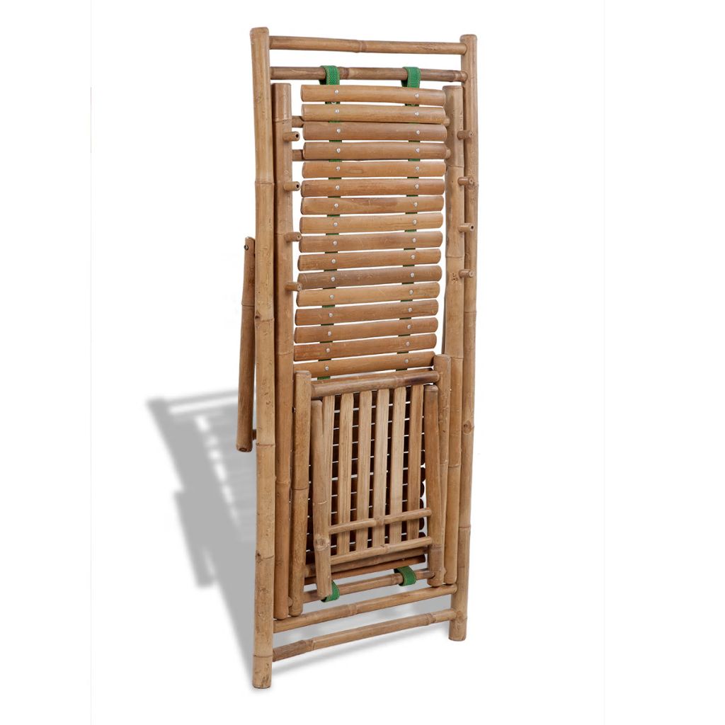 Chaise De Terrasse D'exterieur Avec Repose-pied Bambou - Bambou - 152 X 59 X 80 Cm 