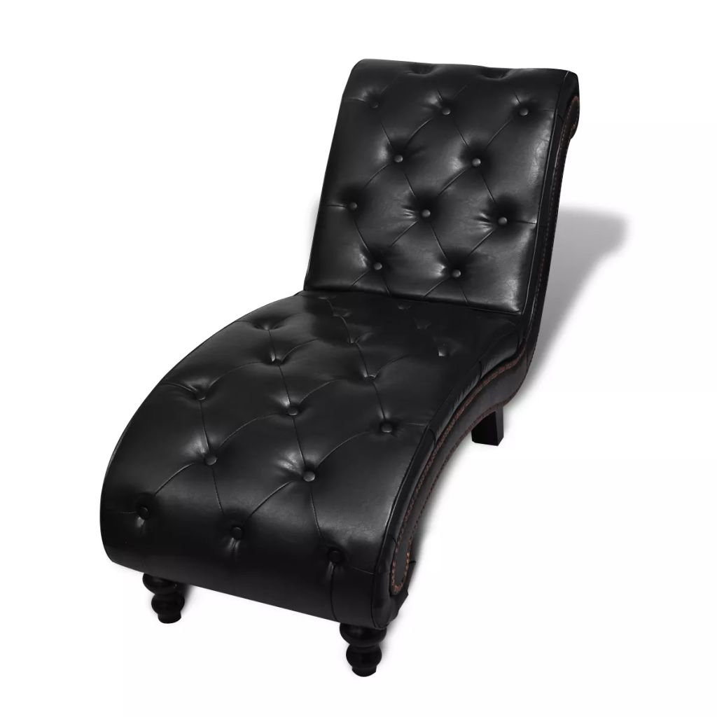vidaXL Chaise longue avec boutons Cuir synthetique Marron