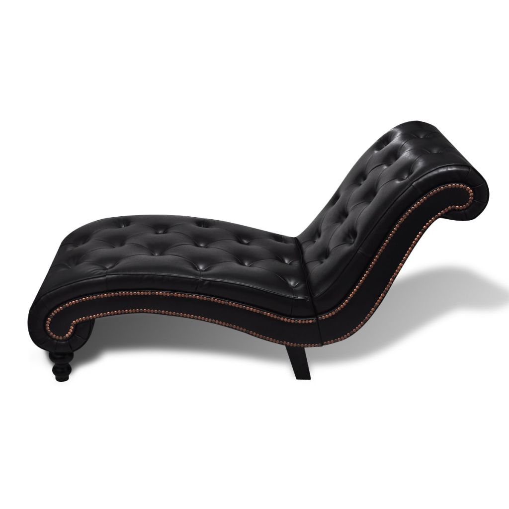 Vidaxl Chaise Longue Boutons Cuir Synthetique Marron Salon Balcon Transat 240407