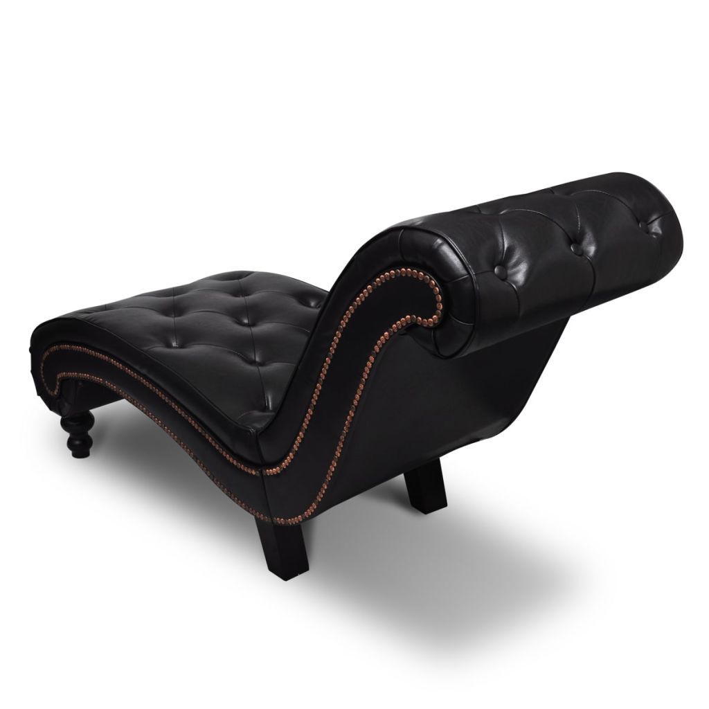 Vidaxl Chaise Longue Boutons Cuir Synthetique Marron Salon Balcon Transat 240407