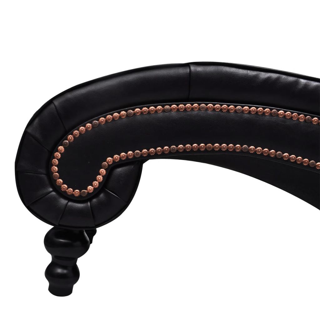 Vidaxl Chaise Longue Boutons Cuir Synthetique Marron Salon Balcon Transat 240407