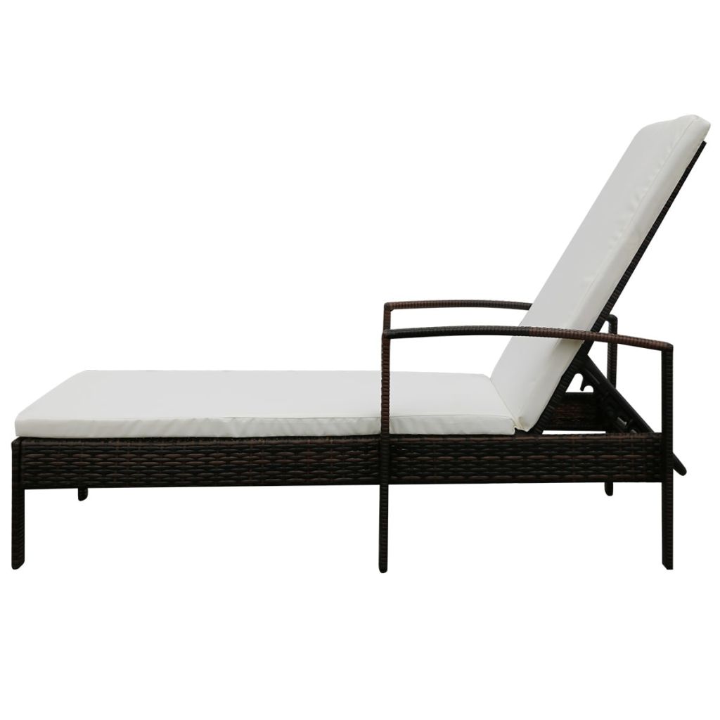 Vidaxl Chaise Longue Avec Coussin Marron Resine Tressee