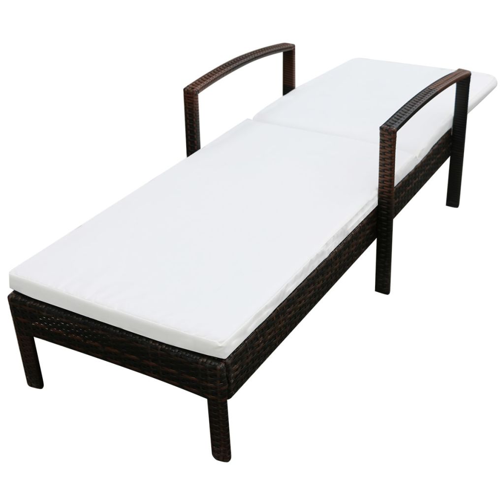 Vidaxl Chaise Longue Avec Coussin Marron Resine Tressee