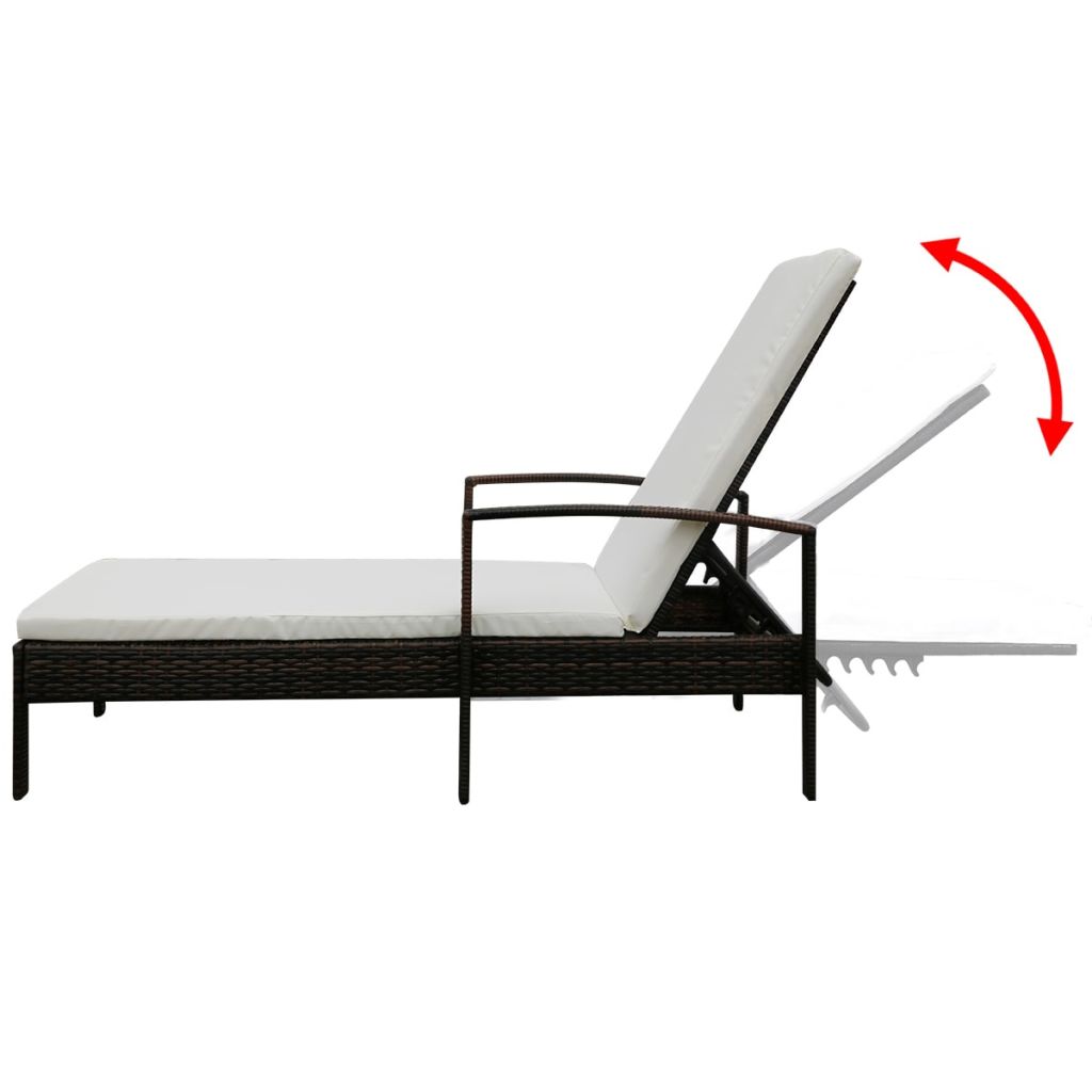 Vidaxl Chaise Longue Avec Coussin Marron Resine Tressee