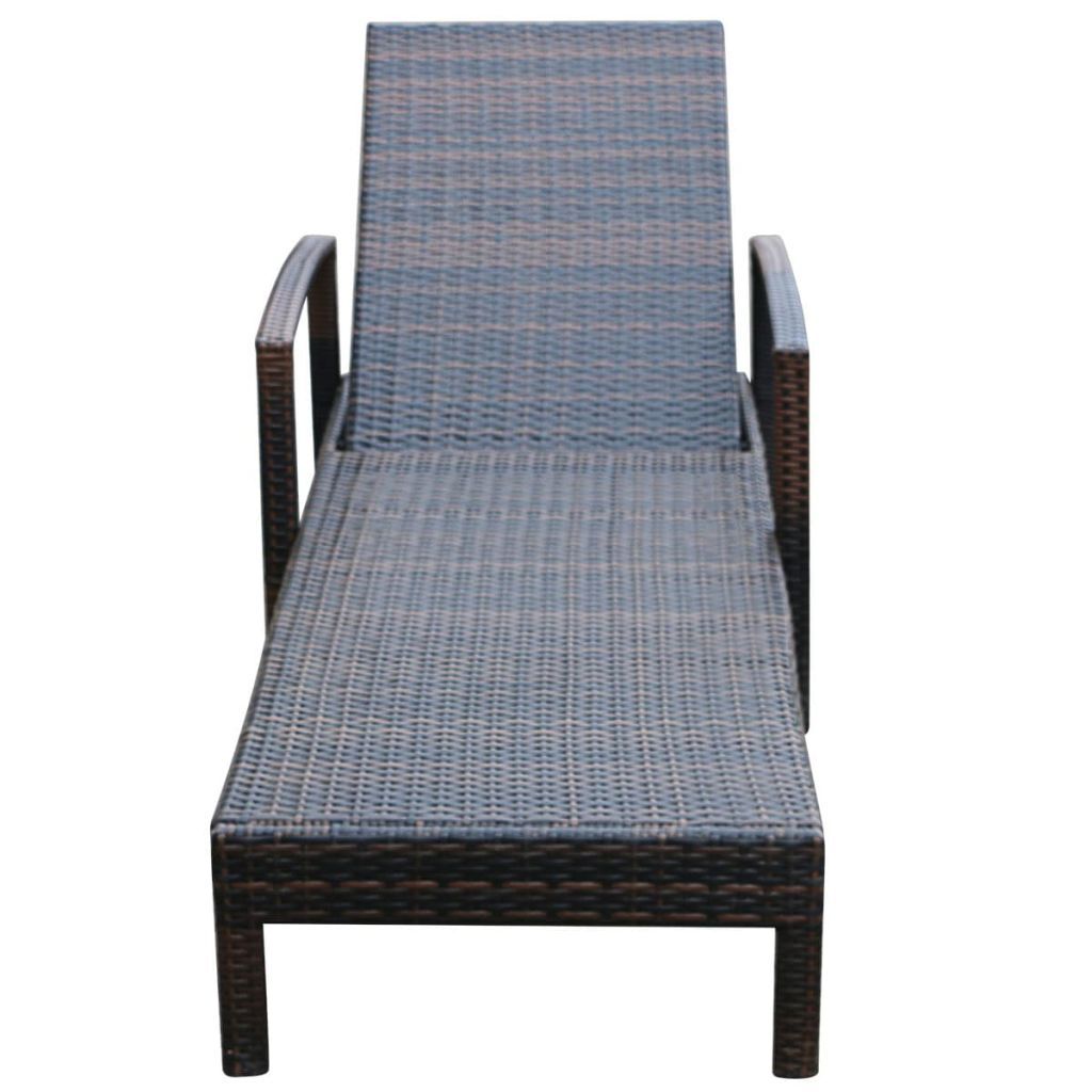 Vidaxl Chaise Longue Avec Coussin Marron Resine Tressee