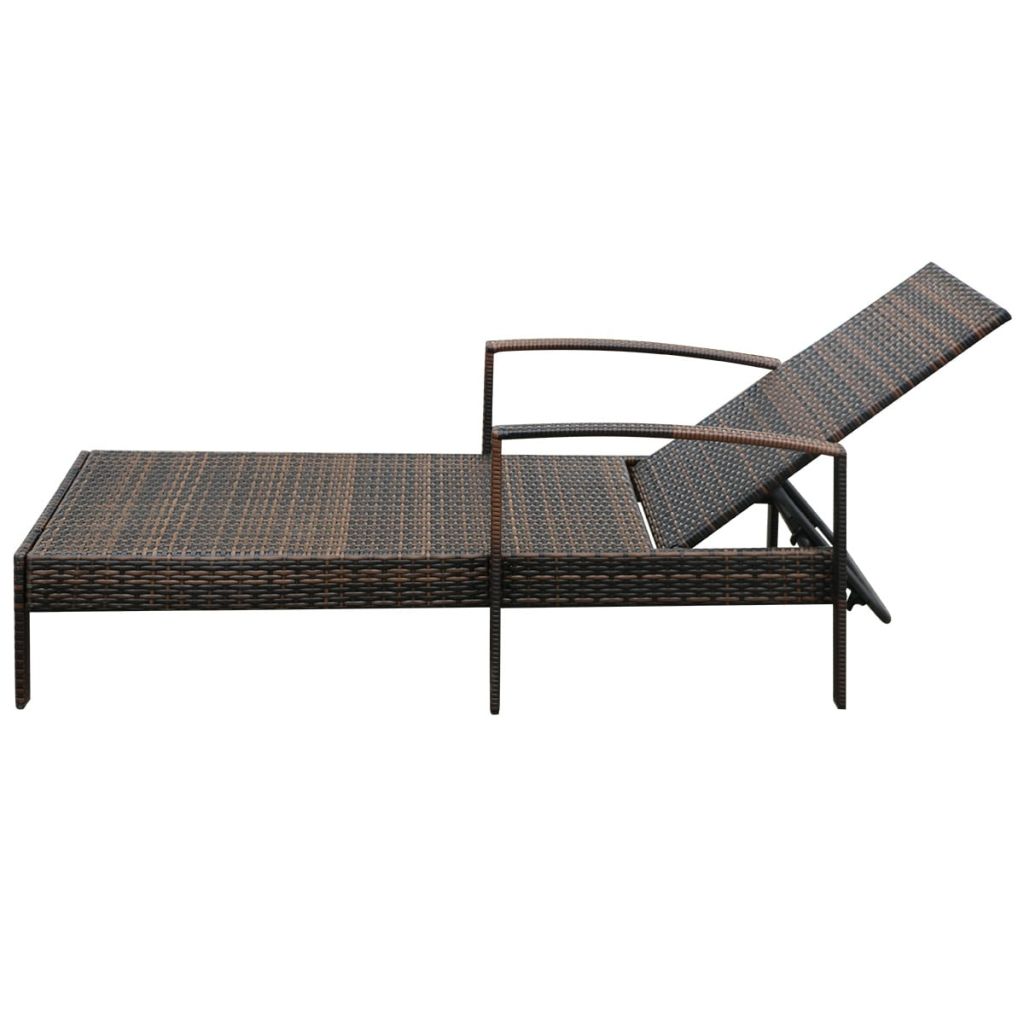 Vidaxl Chaise Longue Avec Coussin Marron Resine Tressee